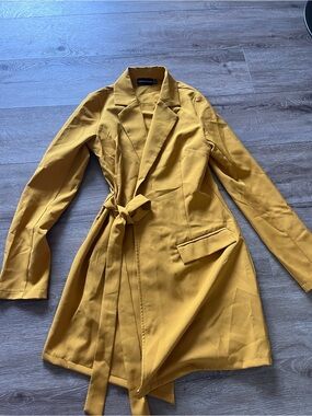 Pretty Little Thing Mustard Wrap Blazer with Self-Tie Belt